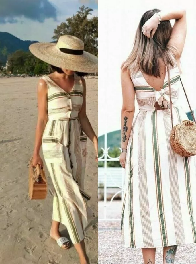 Zara striped store rustic dress