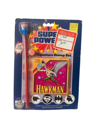Hawkman Super Powers Figure 1984 Kenner Hawk Man MOC Stamp Set Signature BMC3