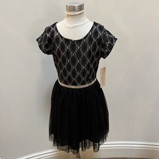 NWT Nanette Lepore girls 7/8 Fancy Tulle Black/silver Dress