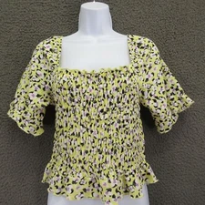 Vero Moda Crop Top Women’s M Lemon Meringue Recycled Polyester #4497