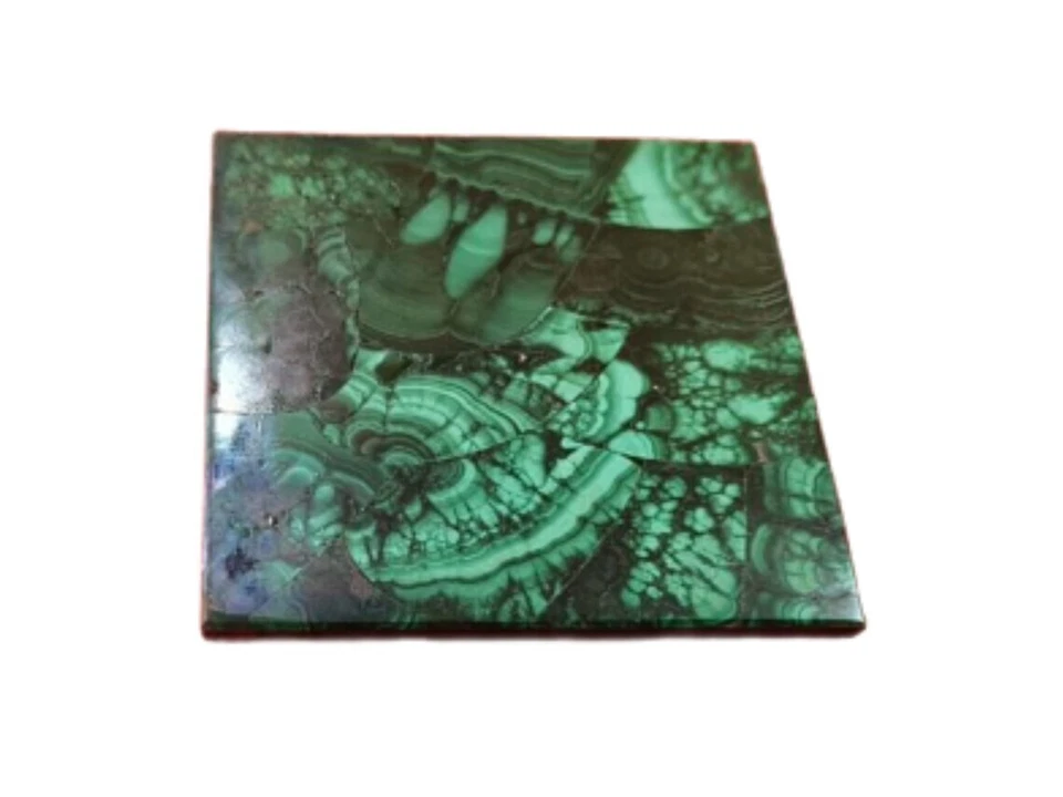 Juego de 4 platos posavasos de piedra de malaquita natural para soporte de copa de vino hecho a mano regalo Foto 2 de 4