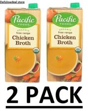 2 PACK - Pacific Foods Organic Free Range Chicken Broth 32 oz EACH