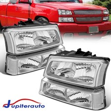 For 2003-2006 Chevrolet Silverado 1500 2500HD Chrome Headlights +Bumper Light