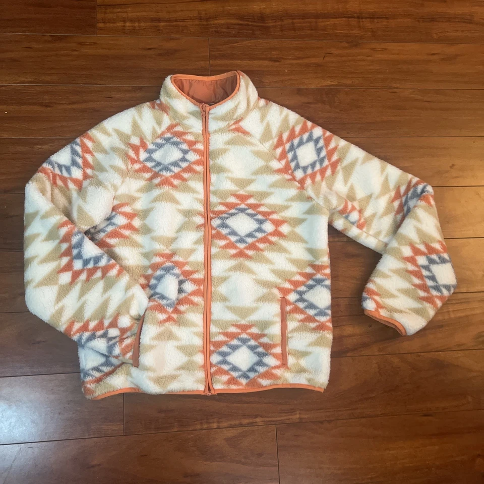 Hurley Cremallera Completa Felpa Sherpa Pullover Chaqueta de Invierno Tribal Azteca Para Mujer XL USADO EN EXCELENTE ESTADO Foto 3 de 4