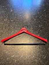 VTG Barron  s Clothes Hanger Solid Red Plastic And Black Wood Florida