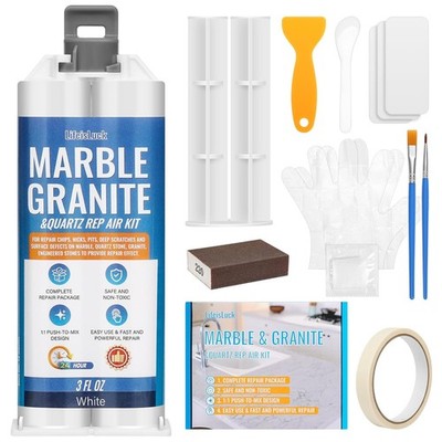 Quartz Countertop Chip Repair Kit - White Granite & Marble Kit, 