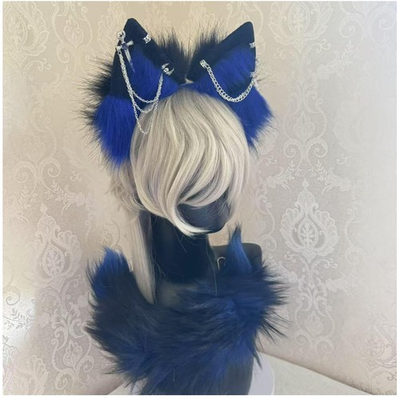 #ad Fluffy Fox Wolf Cat Ear Tail Set Cosplay Party Accessories $63.96