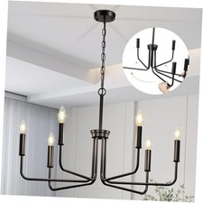 Black Chandelier, 6 Light Farmhouse Chandelier for Dining Room Light Fixture,