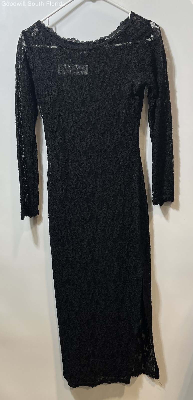 Laundry By Shelli Segal Womens Black Lace Long Sleeve Back Zip Maxi Dress Size 4