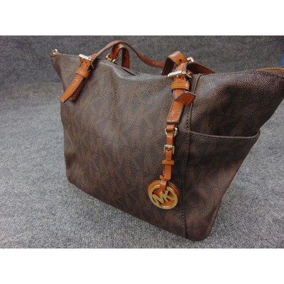 Michael Kors Jet Set Tote Brown Monogram Logo Shoulder Bag