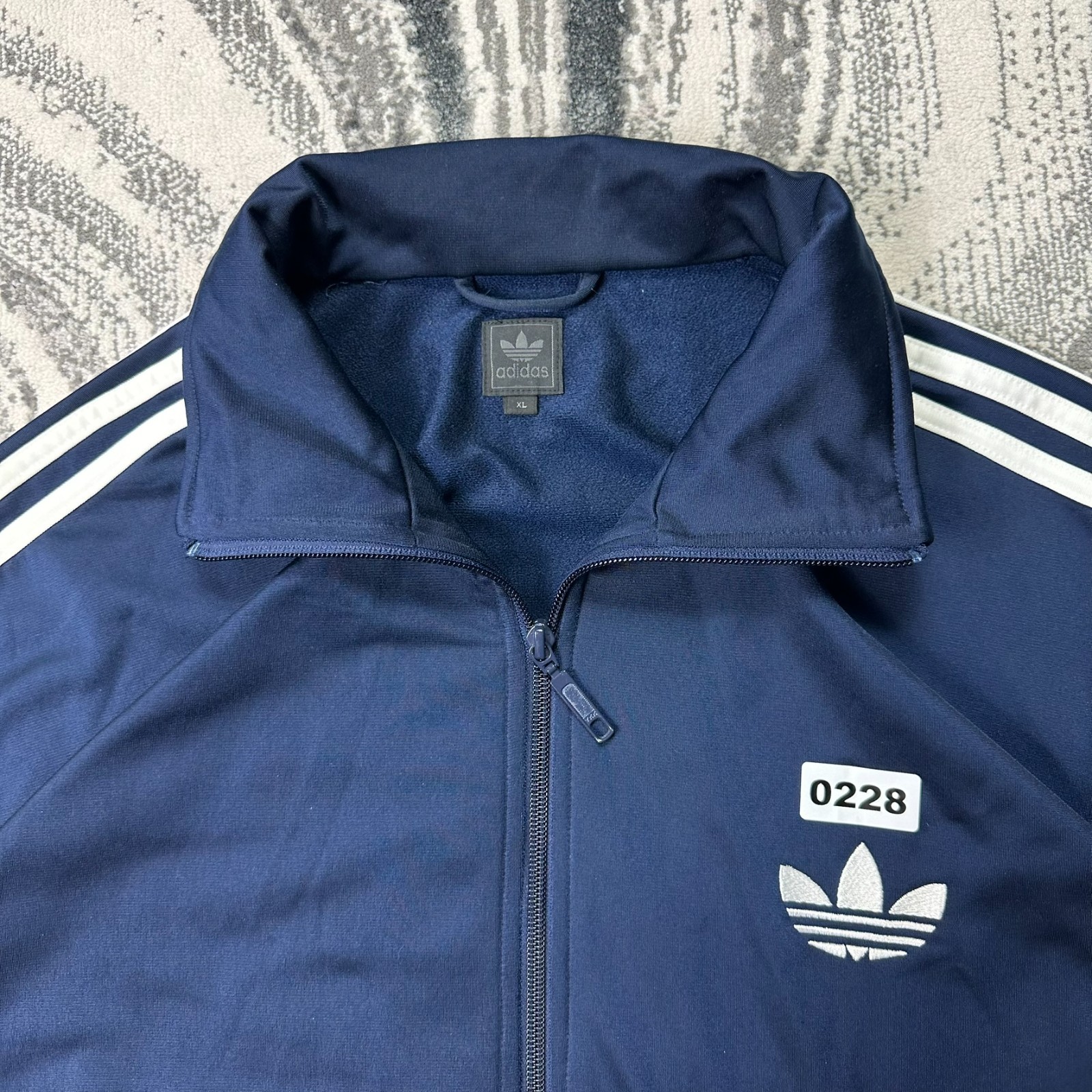Vintage Adidas 2000s Firebird Navy White Oversized XL Tracksuit Top Track Jacket image 2