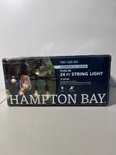 Hampton Bay 12-Light 24ft Black Edison String Light Used Free Shipping