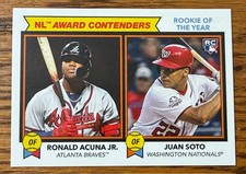 2018 Topps Throwback Thursday Juan Soto and  Ronald Acuna Jr.  Rookie Card  #191. rookie card picture