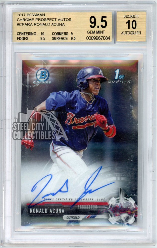 Ronald Acuna Jr 2017 Bowman Chrome 1st Autograph Card #CPA-RA BGS 9.5