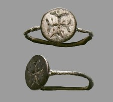 RARE Jerusalem CROSS Crusader Silver Ring Signet 1100AD Holyland Antiquity