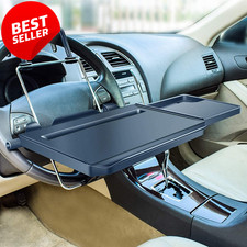 2 in 1 Car Steering Wheel Tray Back Seat Headrest Food Laptop Desk Black - US