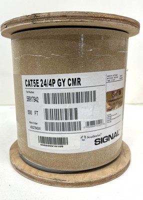 Southwire 500 ft. Gray 24/4 Solid CU CAT5e CMR (Riser) Data Cable