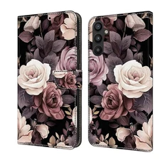 For Various Phone Card Wallet Case Luxury Rose Painted Girl Bag Flip Stand Cover
