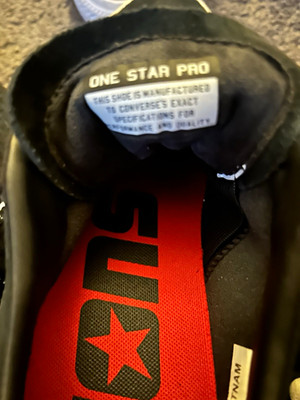 Converse One Star Pro Black/White/Red Low Top Lace-Up Mens Athletic Sneakers