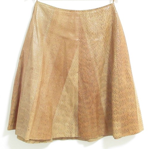 Miu Miu, MIU MIU Vintage Python Leather Skirt Beige Size 38 Women's Knee Length Italy 10F