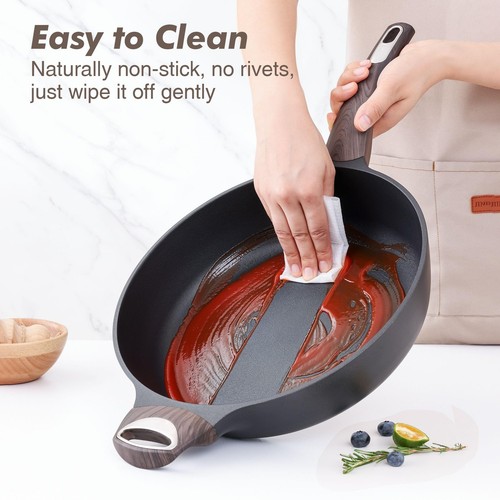 Nonstick Frying Pan Skillet with Lid, 12 Inch Large Deep Frying Pan, 5 Qt Non... - Picture 5 of 8