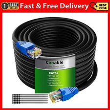 Cat5E Outdoor Ethernet Cable 200 Feet, Cat 5E Heavy Duty Internet Network LAN Ca