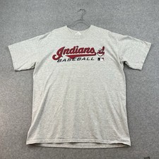 Vintage Cleveland Indians Chief Wahoo Mens Majestic T-Shirt XL Gray MLB 90s Y2K