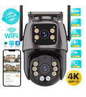 Caméra de Surveillance WiFi 4K 8MP PTZ Double Objectif Zoom 4X Vision nocturne