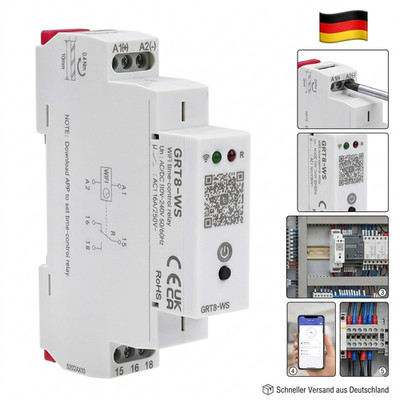 WLAN Zeitschaltuhr Hutschiene Zeitrelais 230V, Wifi Smart Schaltrelais Tuya-App