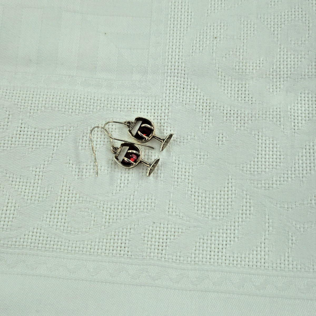 Vintage Sterling Silver 925 Silpada Red Wine Glass Drop Earrings Garnet W1932 View 4
