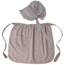 Girls Colonial Apron Deluxe Bonnet Set 4-8 Years Costume Historic