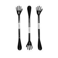 Back Scratcher with Shoe Horn Long Handle Each 19.5" Long Black Color, 3 Pack