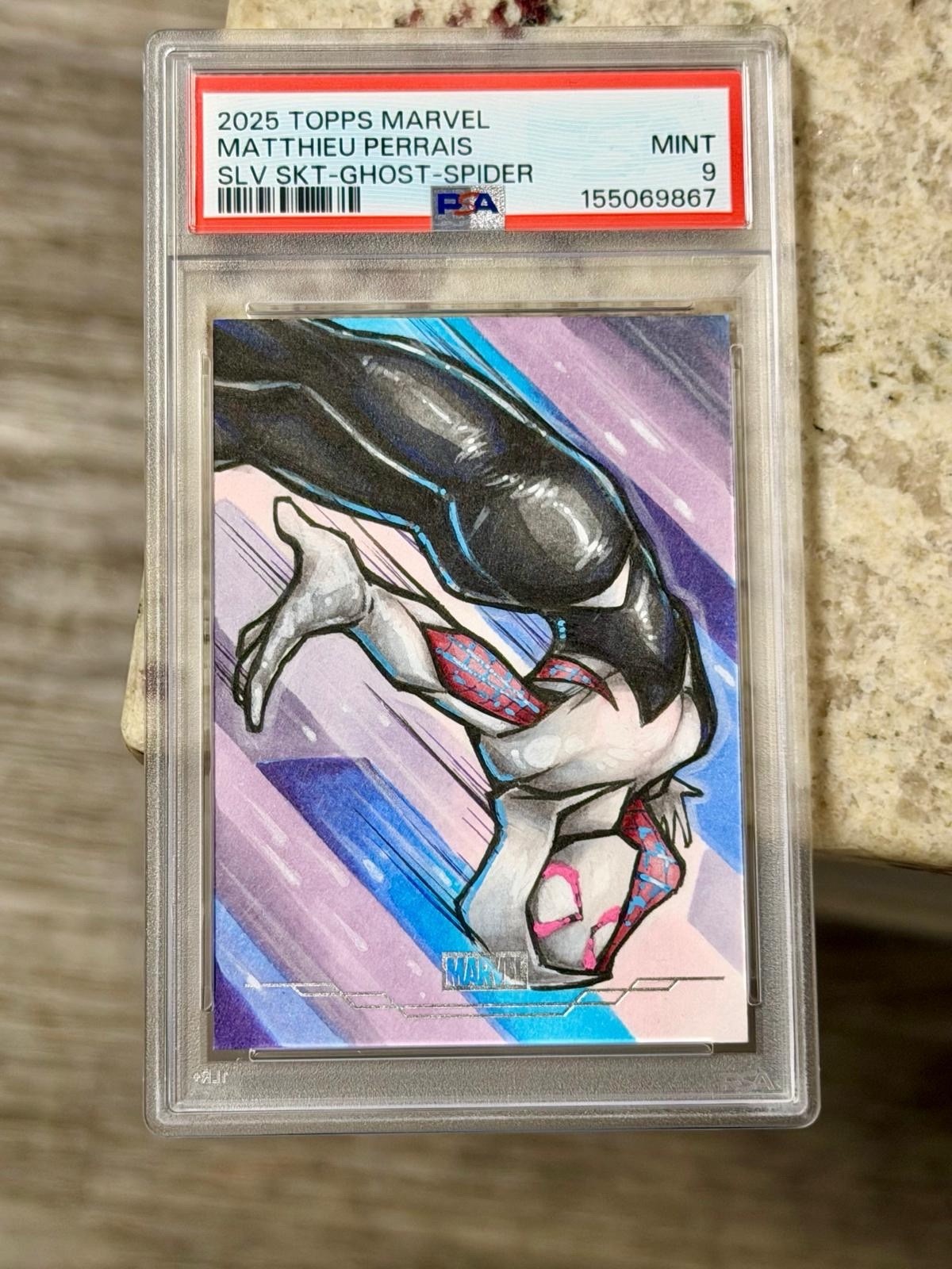 2025 Topps Marvel Ghost-Spider Silver Sketch Matthieu Perrais PSA 9