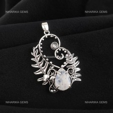 Sterlingsilber Birne Regenbogen Mondstein Stein Geburtstag Kunst Deko Anhänger