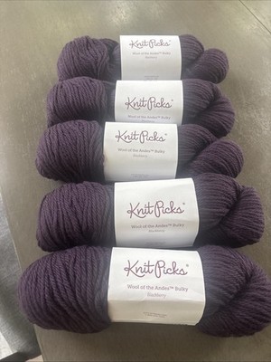 Yarn Knit Picks Wool Of The Andes 5 Skeins 137y BlackBerry Color Bulky 100g