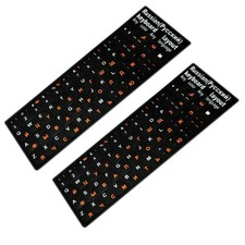 2 Russian Standard Keyboard Layout Replace Sticker Orange Letters on Black B
