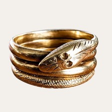 Antique Early 20th Century Tested 14k Rose Gold Serpent Coil Ring Hand-engraved Antique Early 20th Century Tested 14k Rose Gold Serpent Coil Ring Hand-engraved