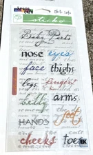 Large Sticko EK Success Phrase Cafe Sticker Set BABY BODY PARTS WORDS  *