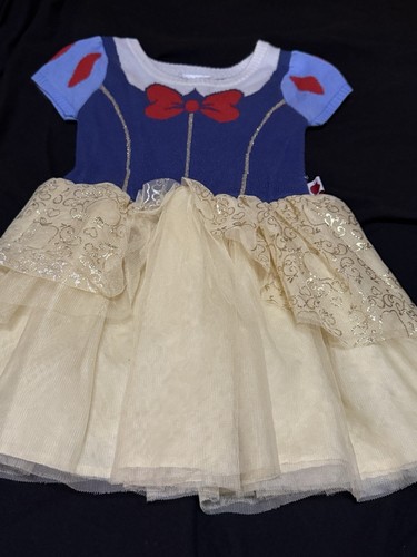 Girls Disney Princess Snow White Sweater & Tutu Dress Blue Gold Tulle 4T apple - Picture 2 of 14