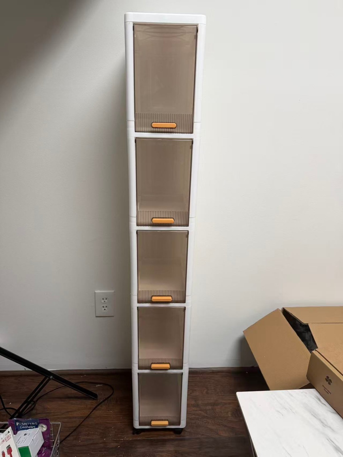 Narrow 5 Drawer Storage Cabinet Slim Rolling Cart Organiser Unit Free Delivery