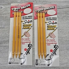 Vtg Scripto Mechanical Yellow Pencil 0.7mm No.2 P570 2 Pack Lot 6 Pencil Total 