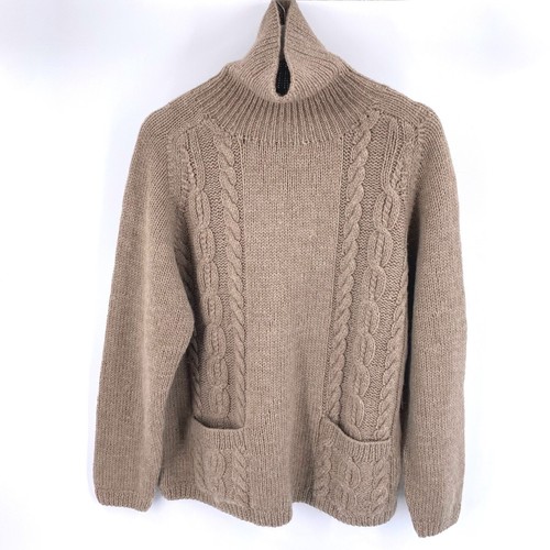 J. Crew Wool Cable Knit Turtleneck Sweater Women's Size L Fisherman's Warm