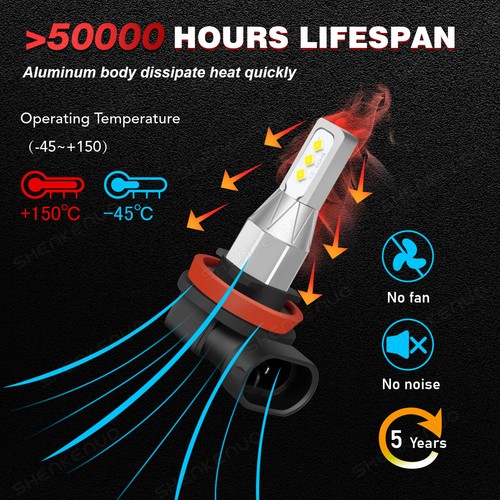 For Mitsubishi Pajero 2007-2024 H11 H9 LED Headlight Bulb High Beam Low Beam 6X - Picture 5 of 9