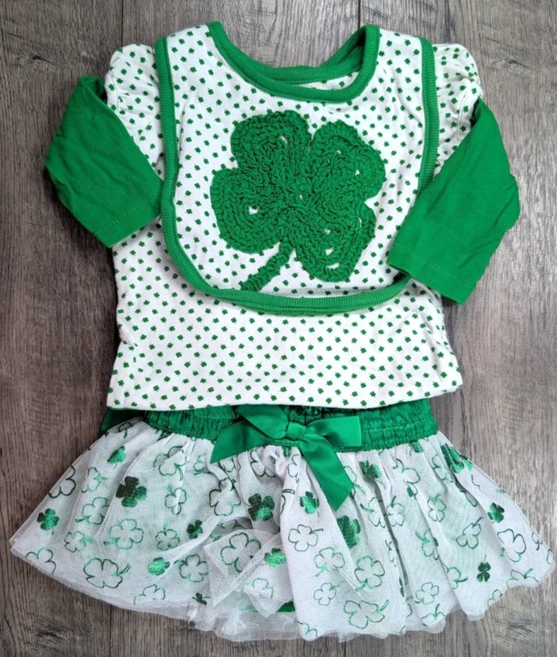 Baby Girl Clothes Koala Kids Newborn 3pc Green Shamrock Skirt Outfit - Image 4 of 4