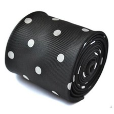 Frederick Thomas Designer Mens Tie - Black - Polka Dot Wedding Handmade Necktie