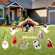 11 Pcs Religious Christmas Yard Signs Holy Nativity Scene Outdoor Lawn Signs ...