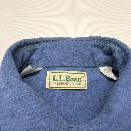 VTG LL Bean Flannel Shirt Mens Medium 15.5 Blue Chamois Cloth Button Up Retro - Picture 5 of 21