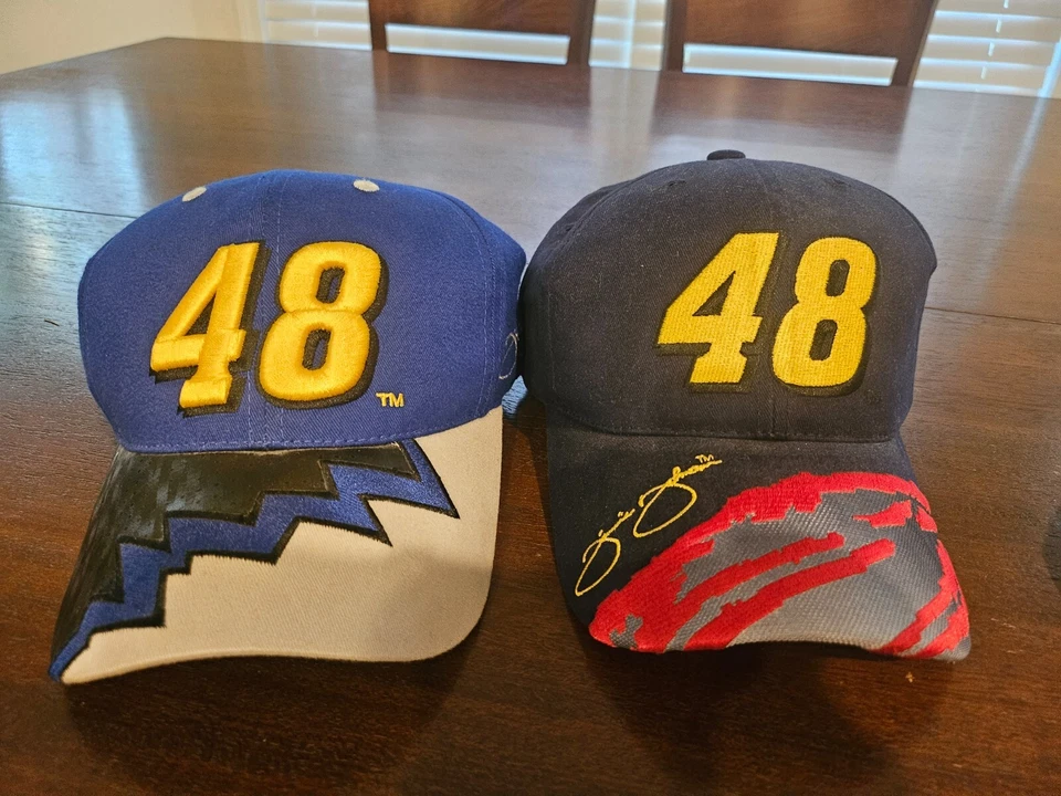 NASCAR Jimmie Johnson Hendrick Motorsports 48 Juego de 2 Sombreros Bandera a Cuadros NUEVO Foto 2 de 4