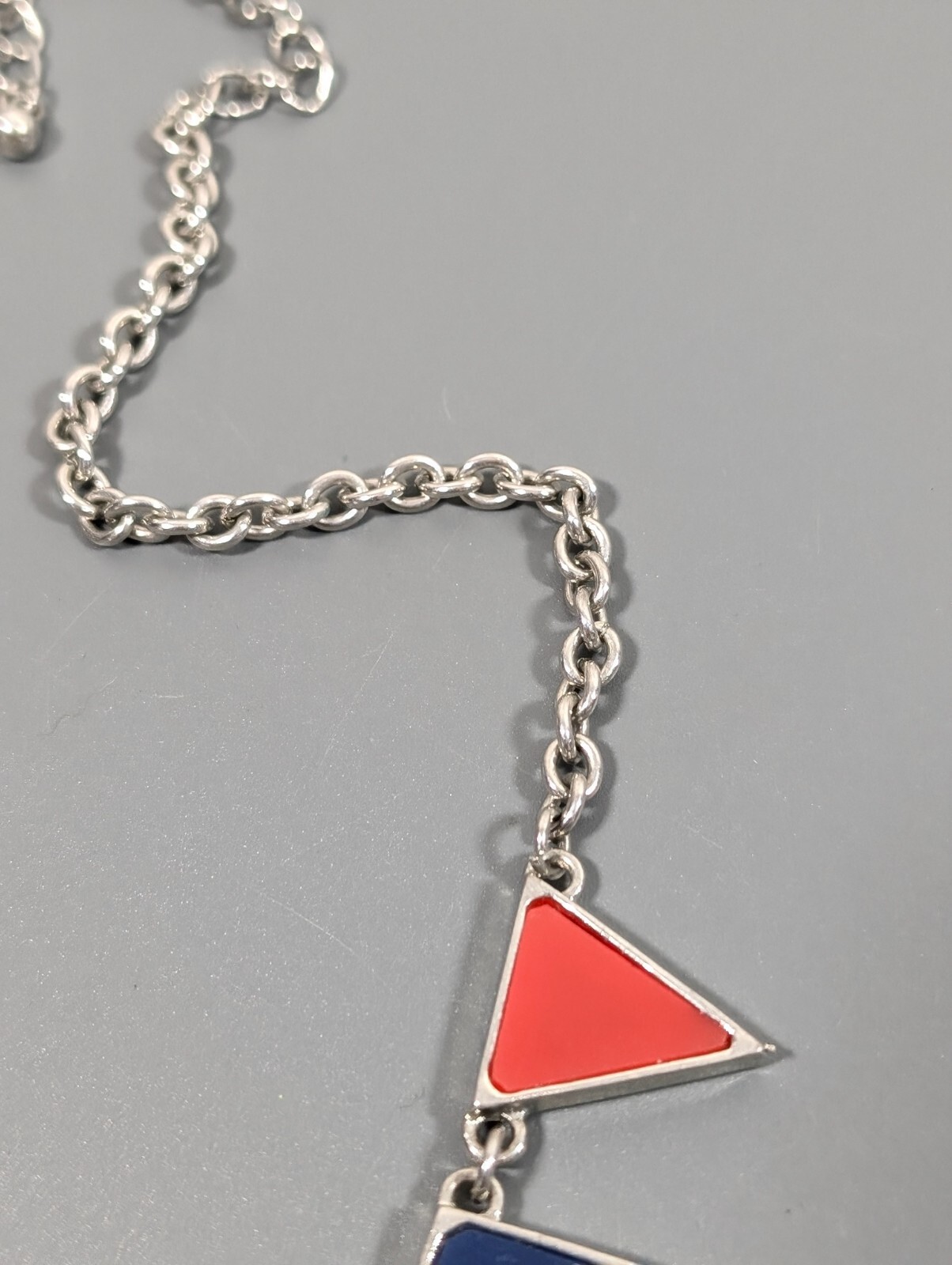 Red Blue Square Triangle Charm Statement Necklace… - image 5