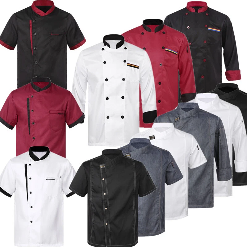 Men Women Chef Jacket Cooking Coat Canteen Work Coat Hotel Restaurant Uniform - Image 3 of 4